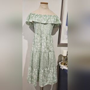 MADISON GREY Off the Shoulder, Cottagecore, Bohemian style Smocked Back Dress!